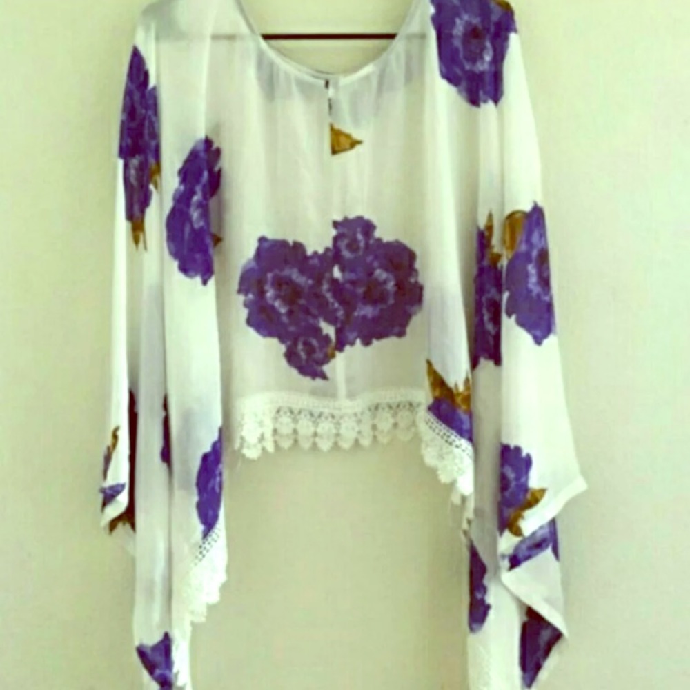 NWOT WINSTON WHITE FLORAL TUNIC TOP